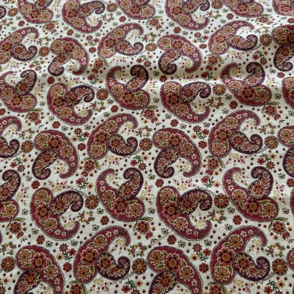 Paisley Floral Fabric Unbranded Orange Red Burgandy 42